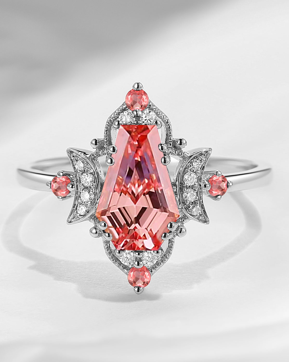 Crescent Moon|Unique Coffin Lab Padparadscha 'Evermore' Engagement Ring