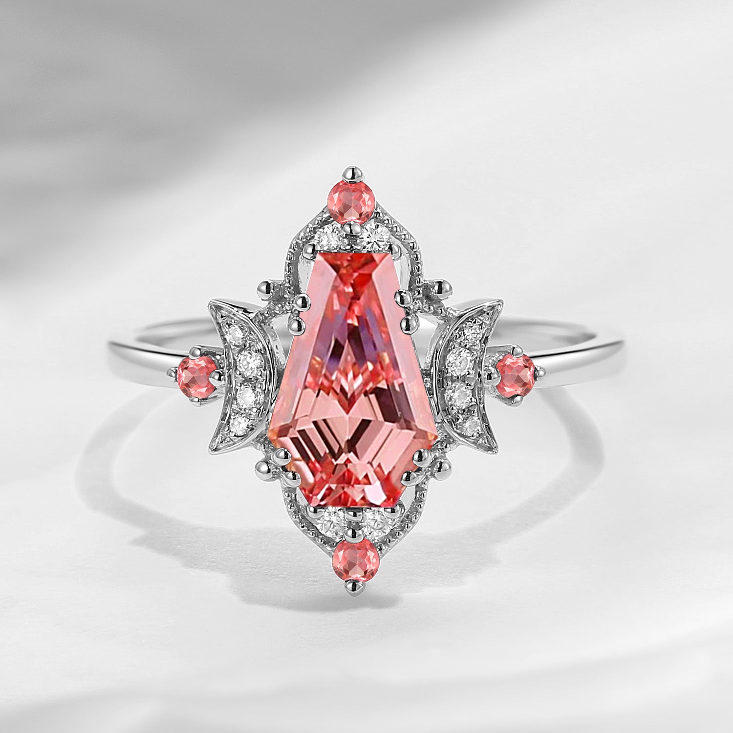 Crescent Moon|Unique Coffin Lab Padparadscha 'Evermore' Engagement Ring
