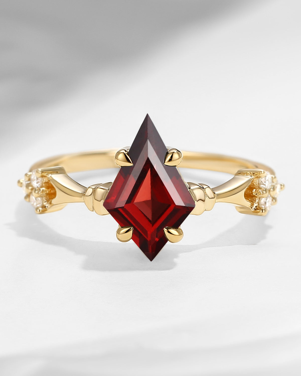 Vintage Inspired Kite Cut Garnet Engagement Ring
