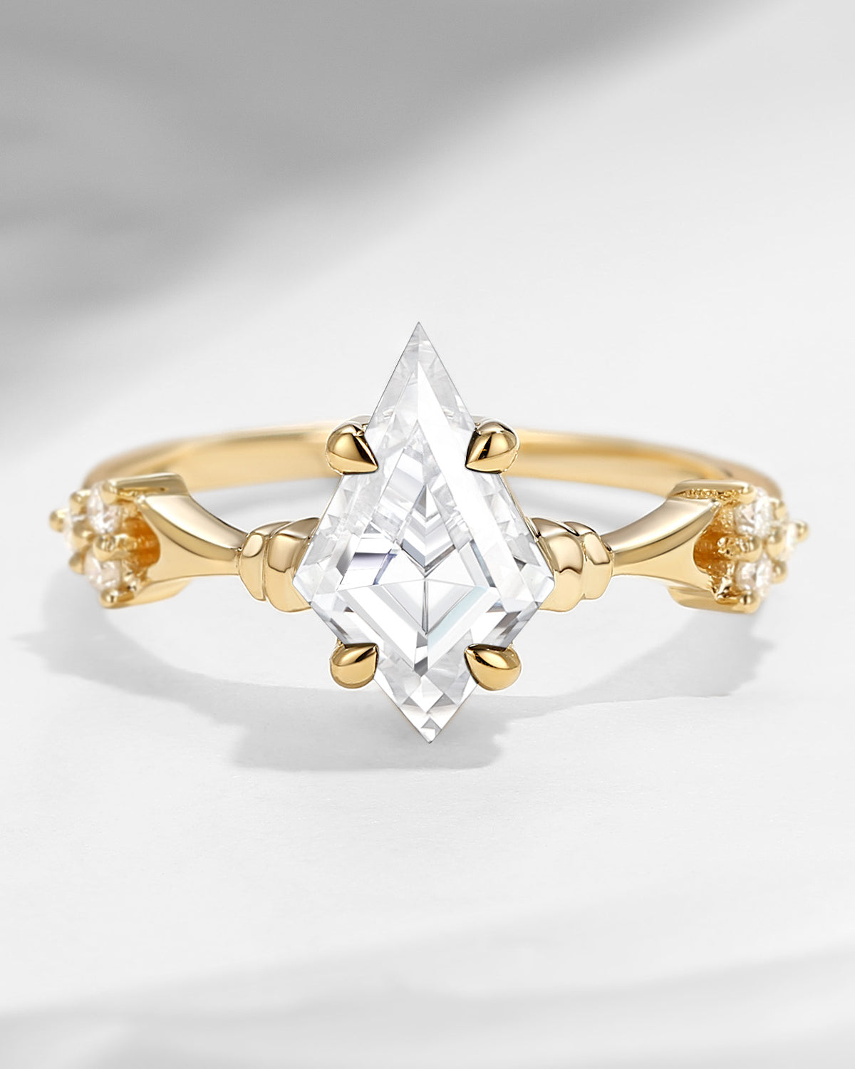 Vintage Inspired Kite Cut Moissanite Engagement Ring