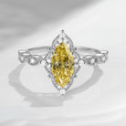 18K Unique Marquise Yellow Moissanite Vintage Inspired Engagement Ring