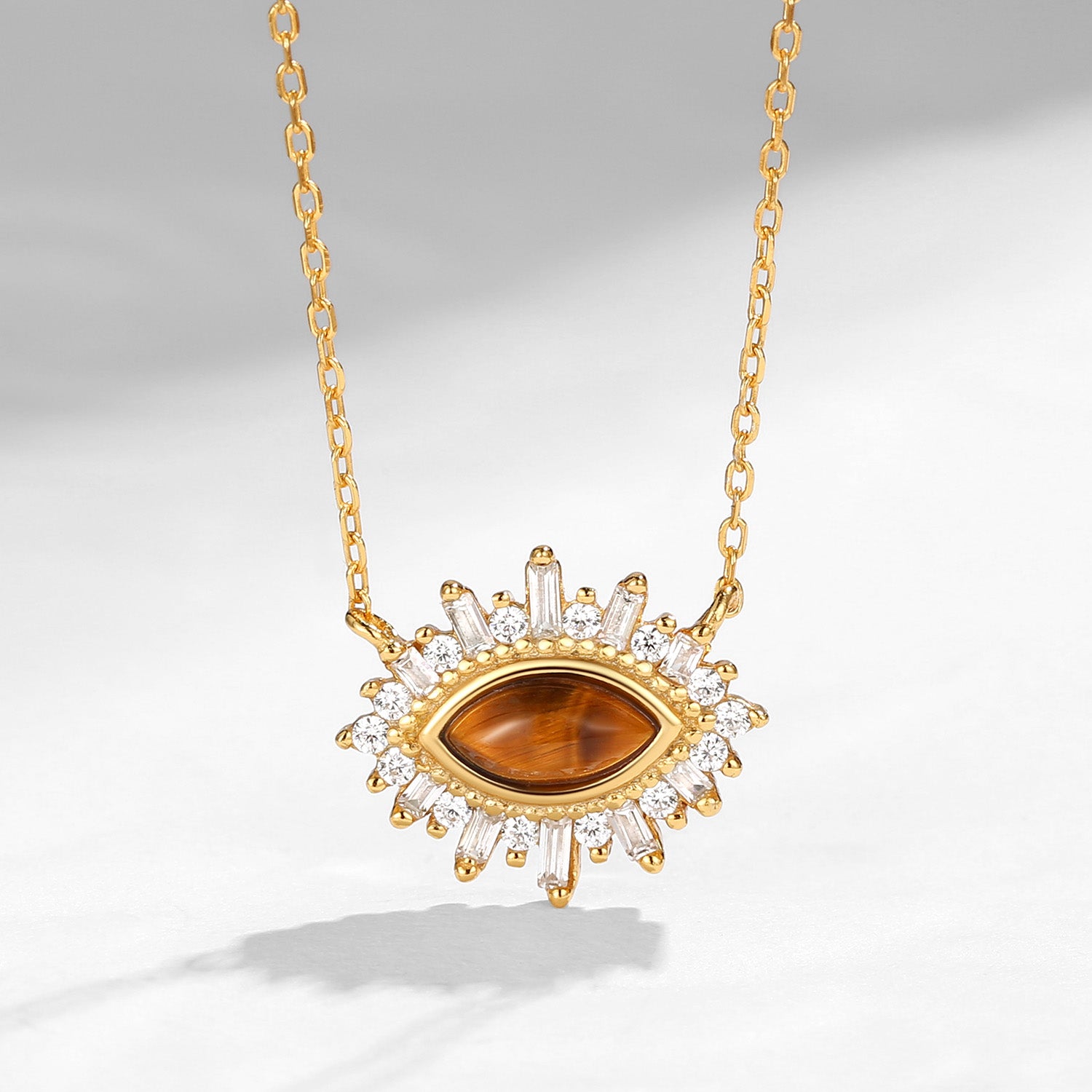 Marquise Tiger Eye Stone 'Eternal Sunshine' Tigerite Necklace