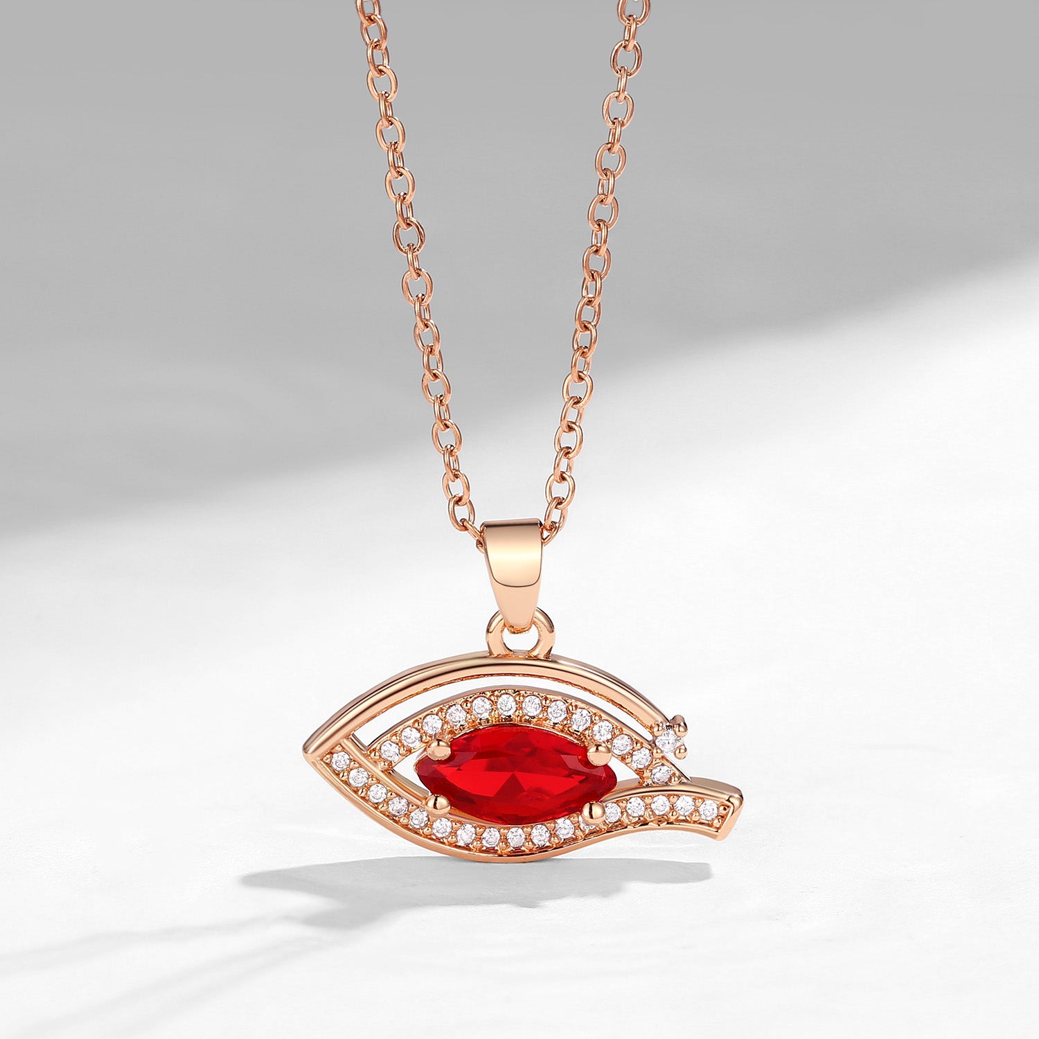 Marquise Lab Ruby 'Burning Red' Eye Necklace
