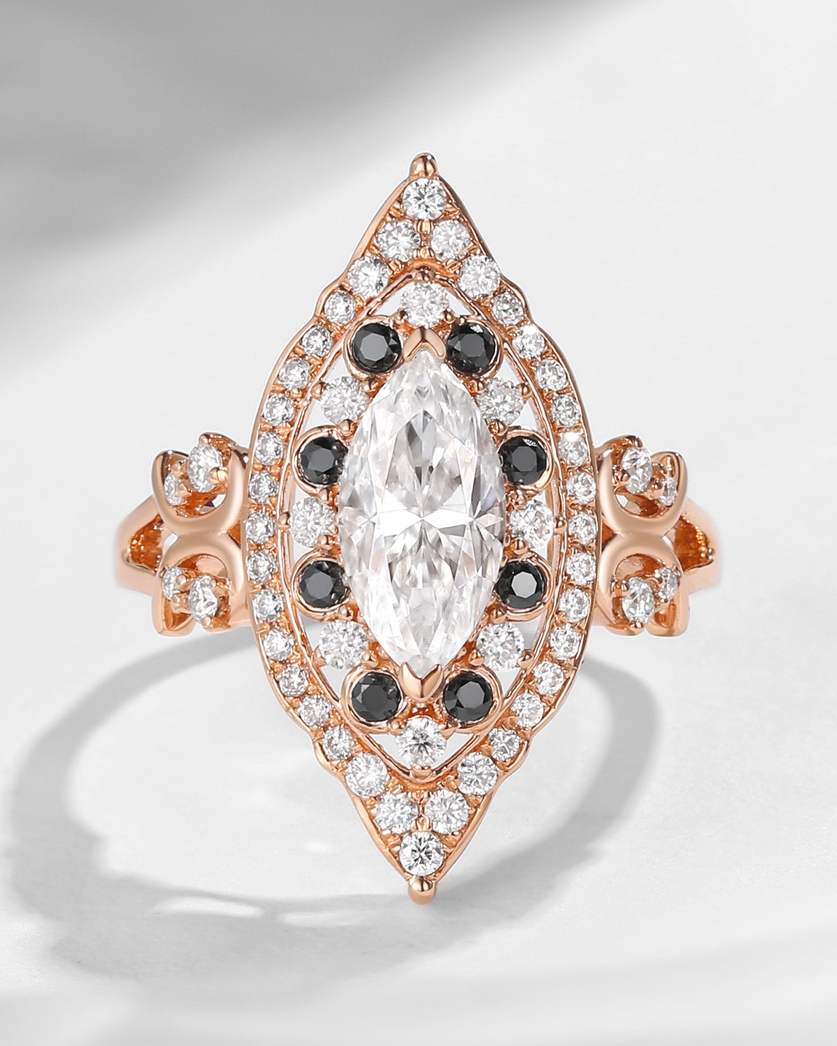 Vintage Inspired Marquise Cut Moissanite Engagement Ring