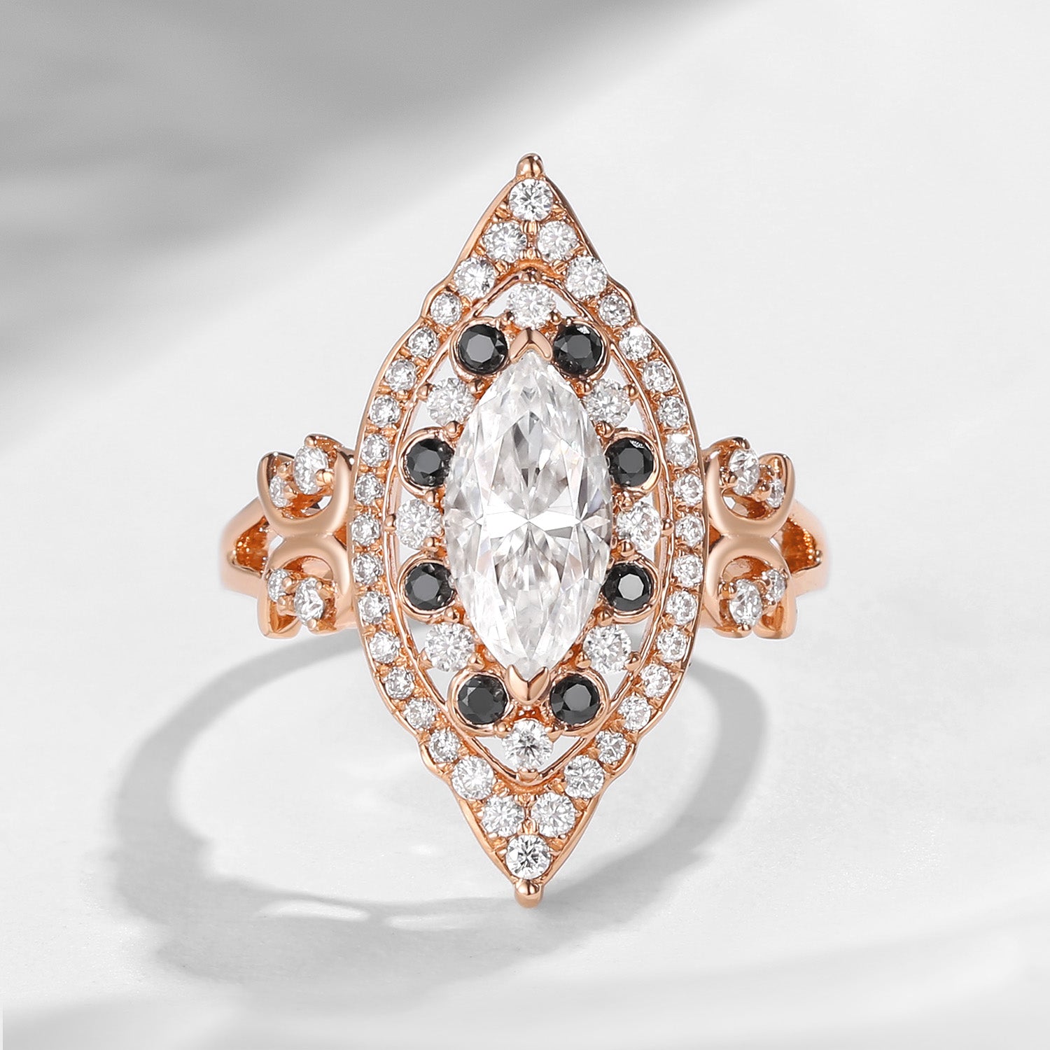 Vintage Inspired Marquise Cut Moissanite Engagement Ring