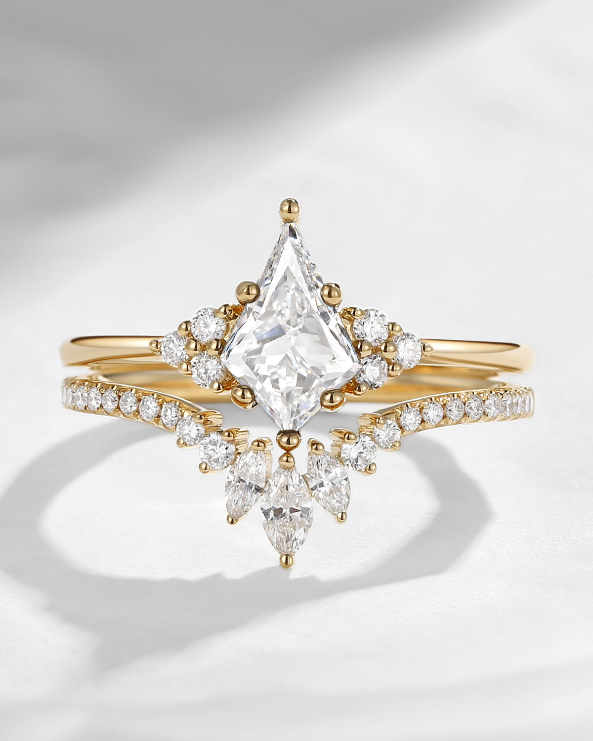 Kite Cut Lab Diamond  Cluster Engagement Ring