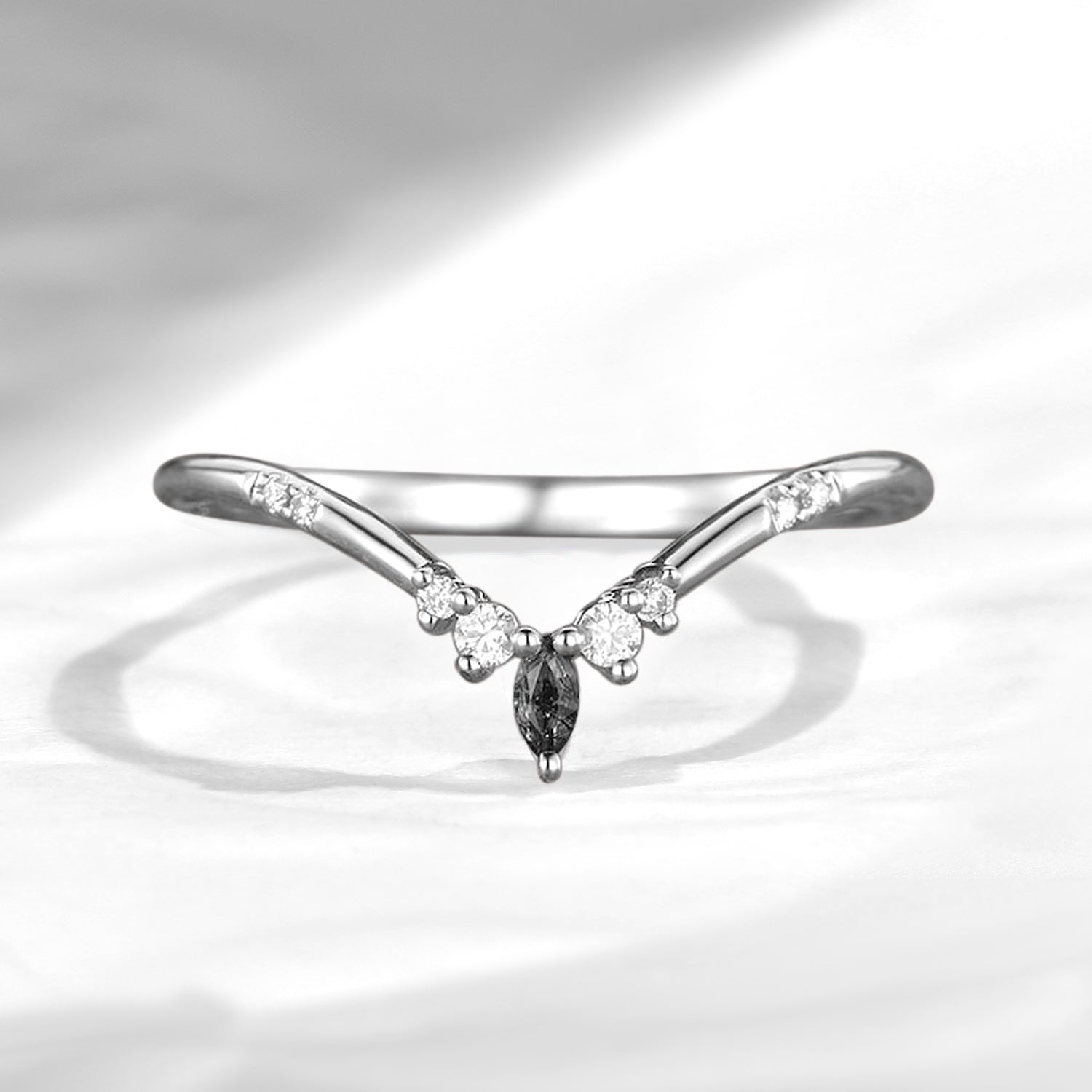 Women Marquise Black Rutilated Quartz Ring