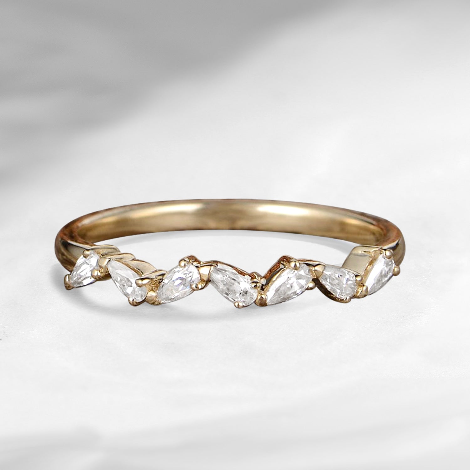 Unique Pear Shaped Cluster Wedding Band