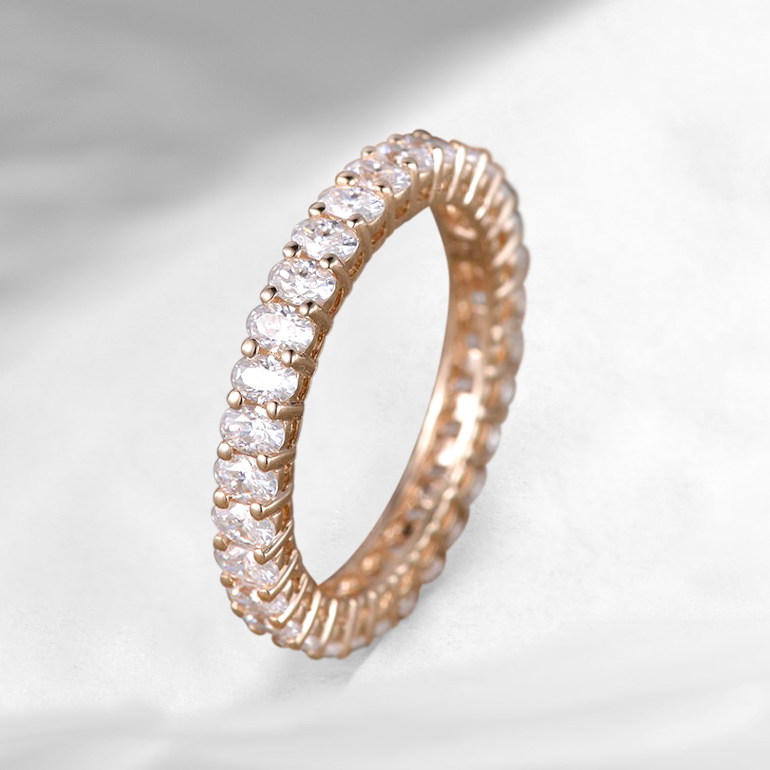 2ct Oval Paved Moissanite Wedding Band