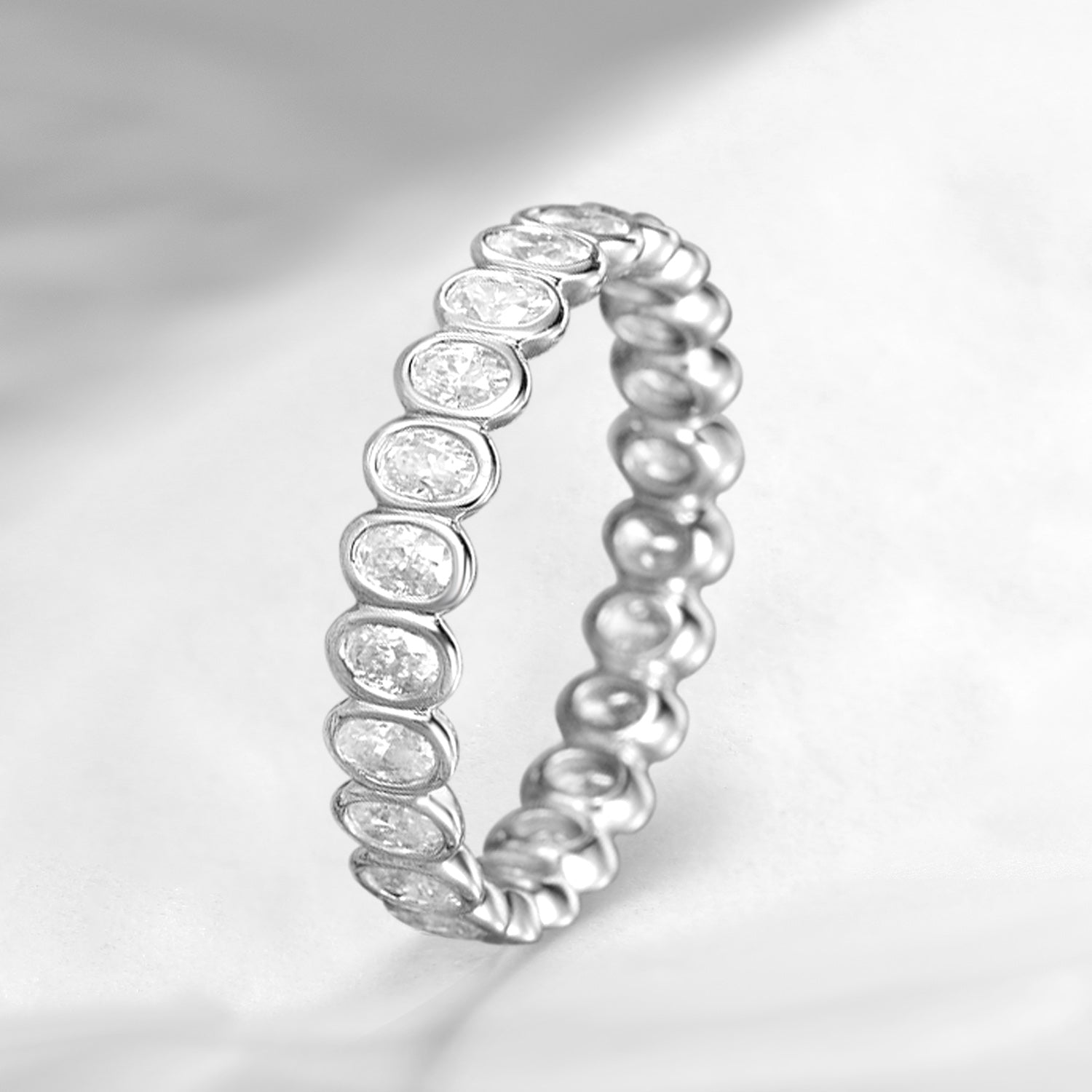 3ct Oval Paved Moissanite Wedding Band