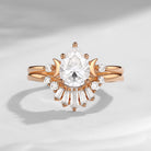Pure Moon | Fancy Pear Cut  Moissanite Engagement Ring Set 2pcs