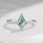 Classic Kite Cut Moss Agate Engagement Ring 