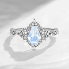 Crescent Moon | Unique Coffin Moonstone Infinity Celtic Engagement Ring