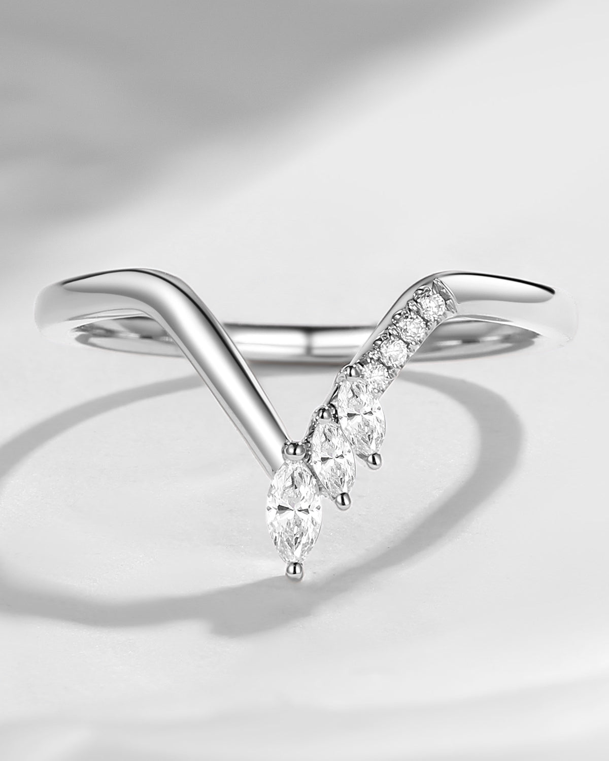 Art Deco Marquise Curved Women Wedding Band