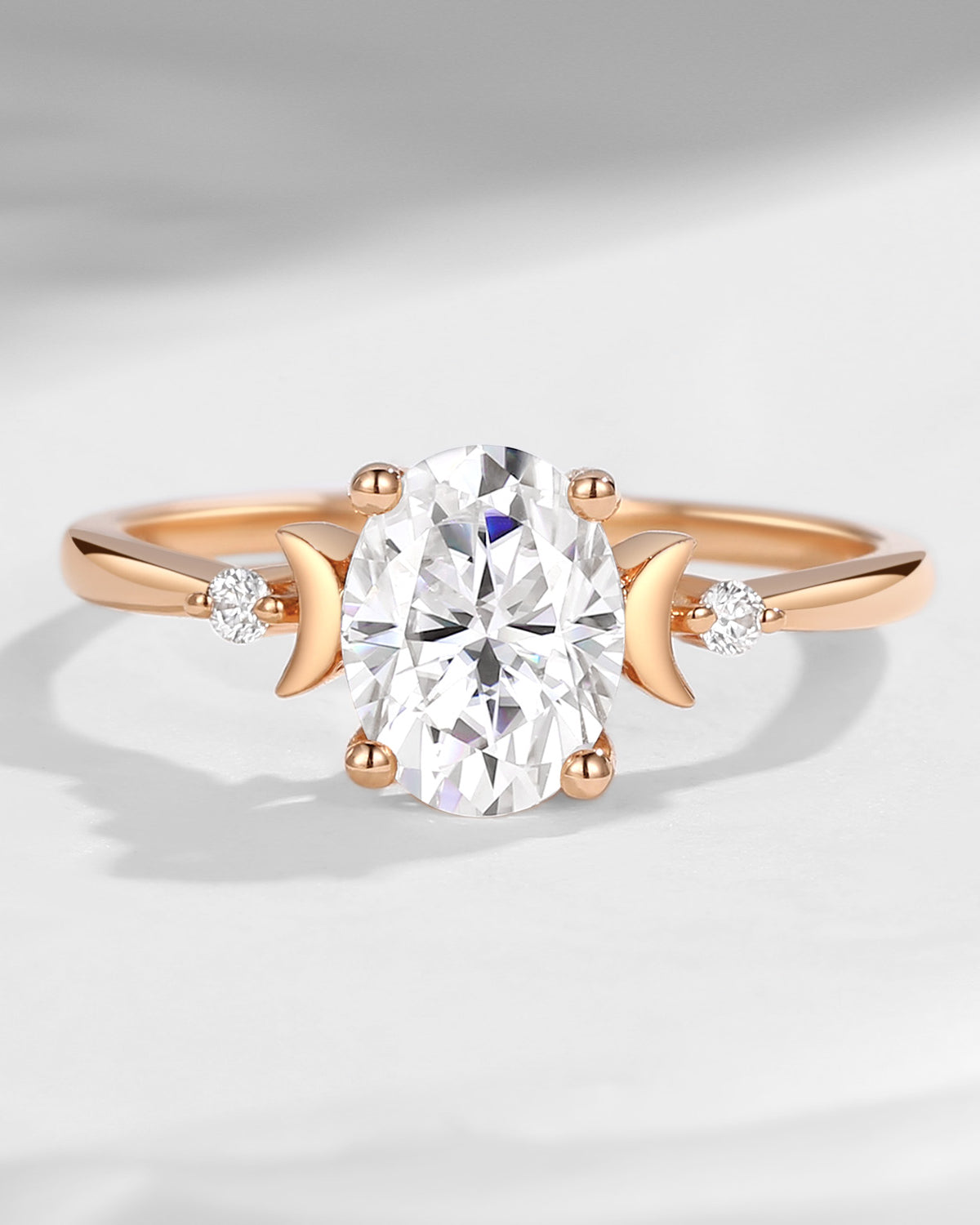 Pure Moon | Oval Cut Moissanite Moon Inspired Engagement Ring
