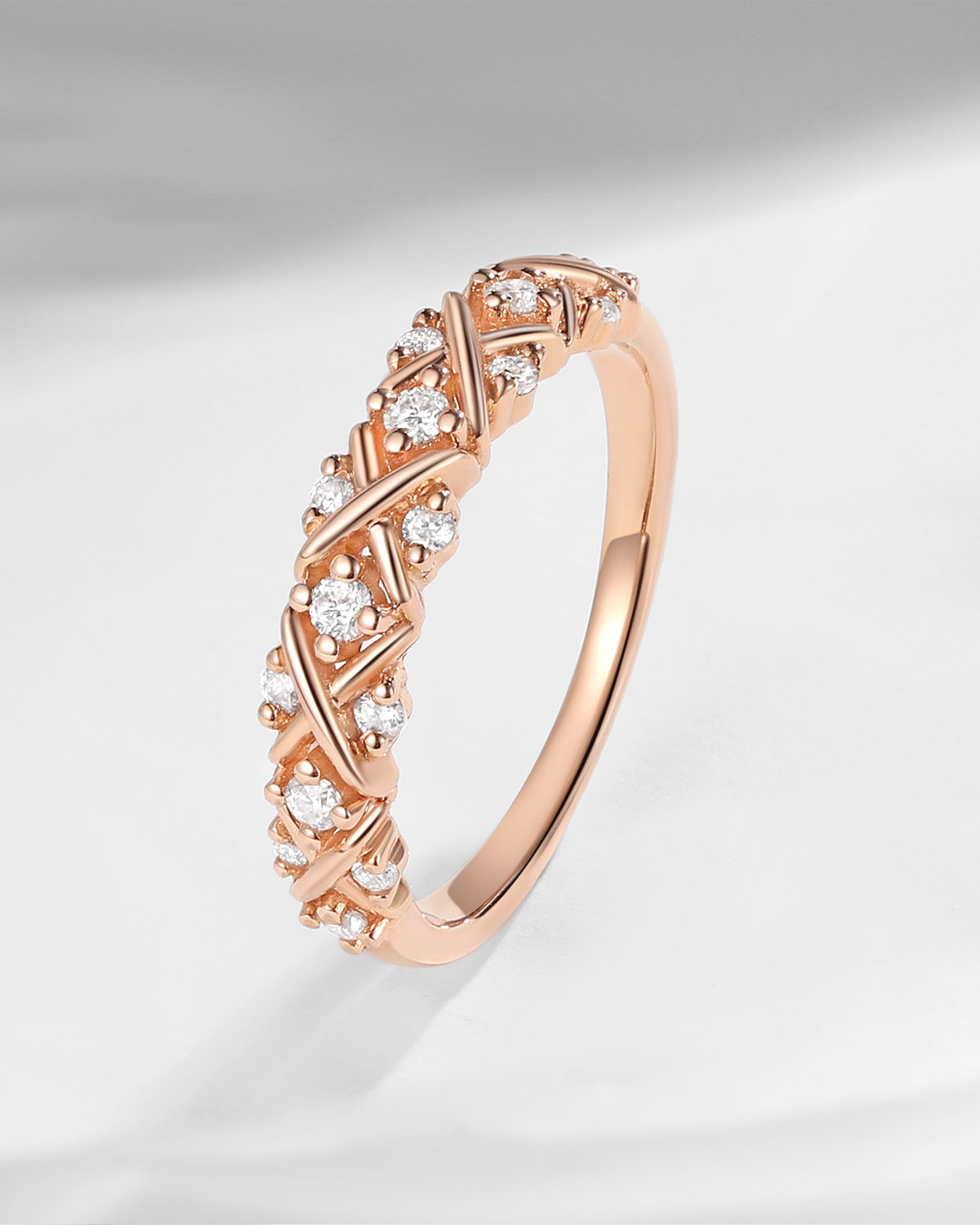 Art Deco Moissanite Women Braided Wedding Ring - Knot Ring