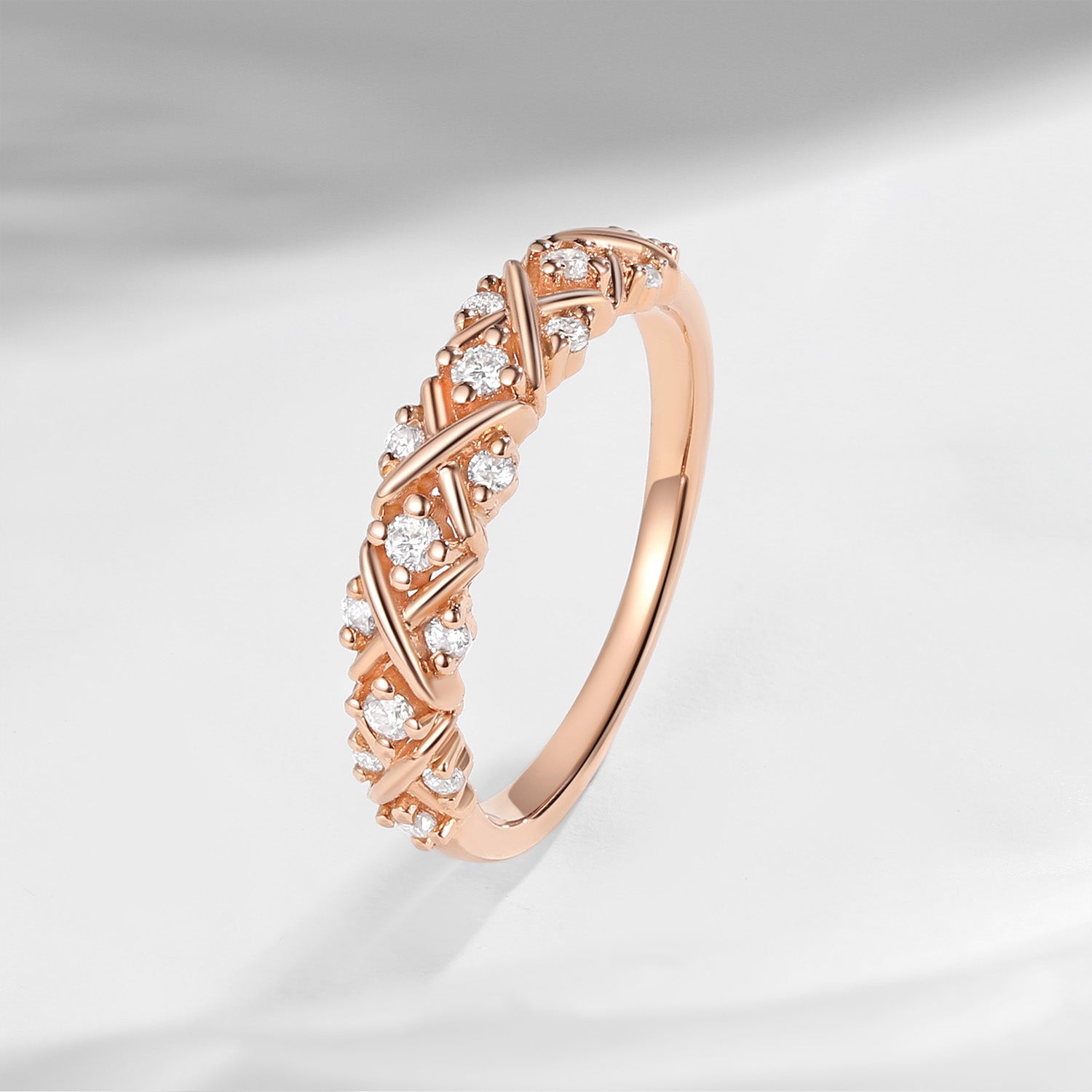 Art Deco Moissanite Women Braided Wedding Ring - Knot Ring