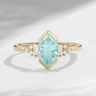 Long Hexagon Firework Cut Lab Mint Sapphire Vintage Cluster Ring