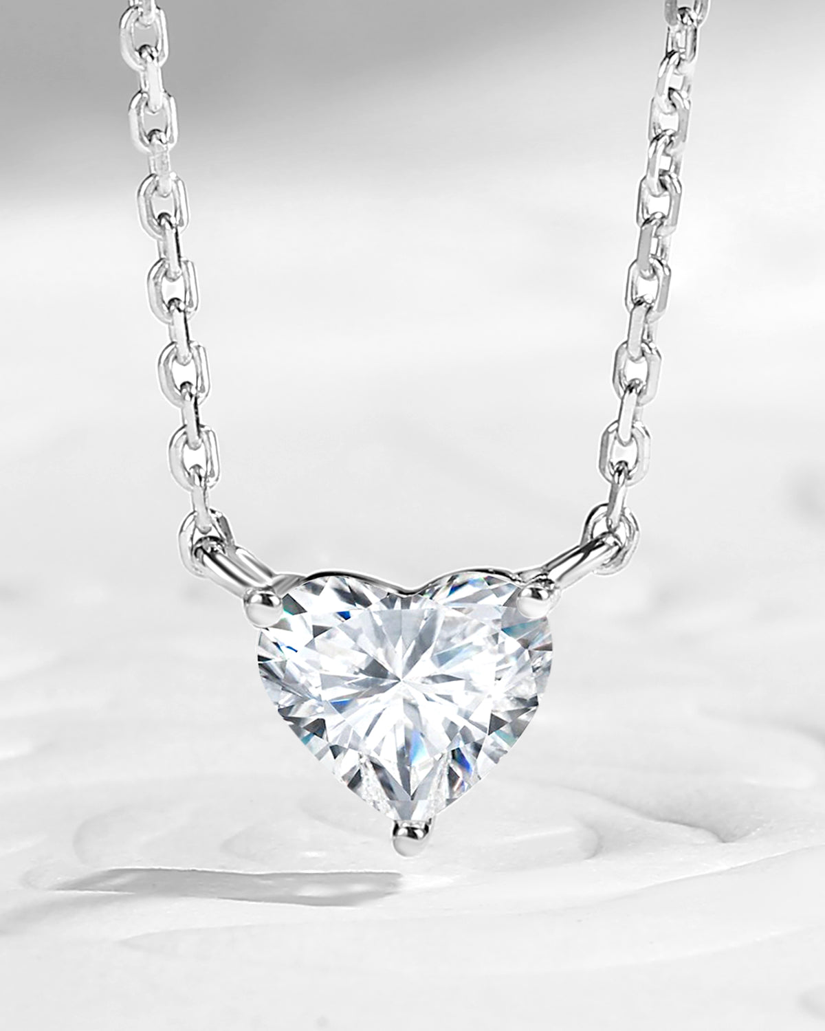 Solitaire Heart Shaped Moissanite Necklace