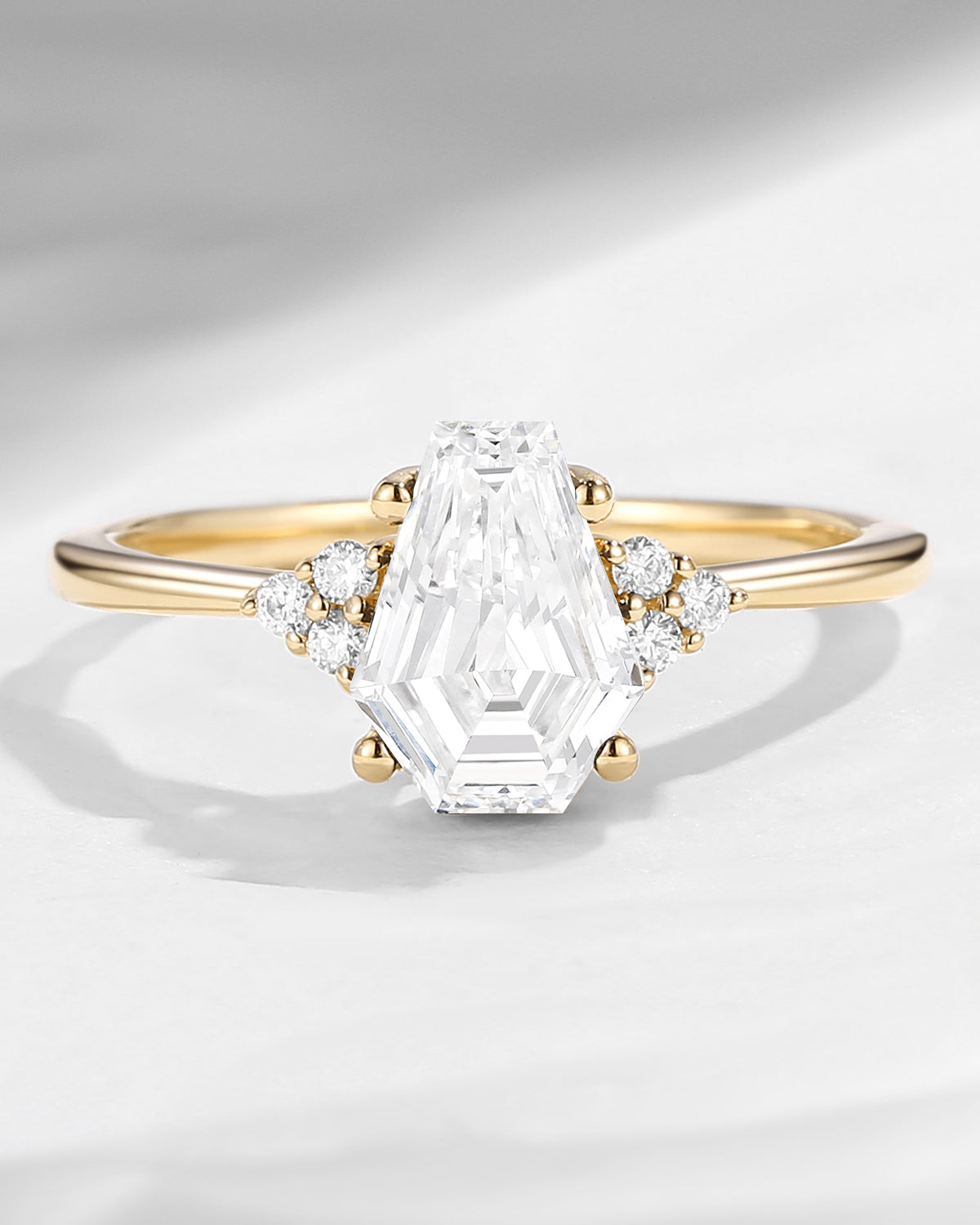 Classic Coffin Shaped Lab Diamond Engagement Ring