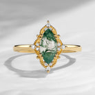 2.5ct 18K Marquise Vintage Inspired Moss Agate Engagement Ring