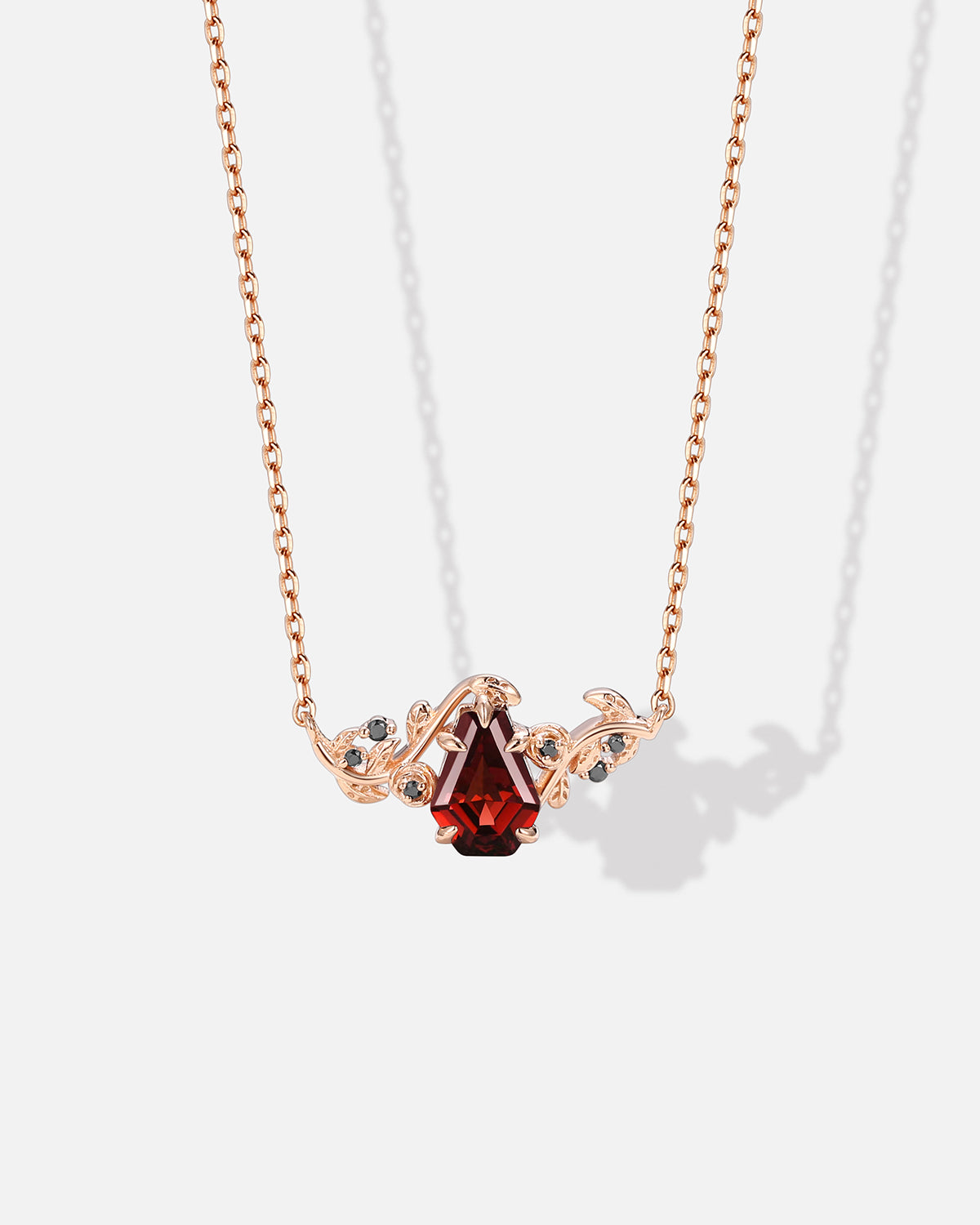 Nature Inspired Coffin Cut Garnet Necklace