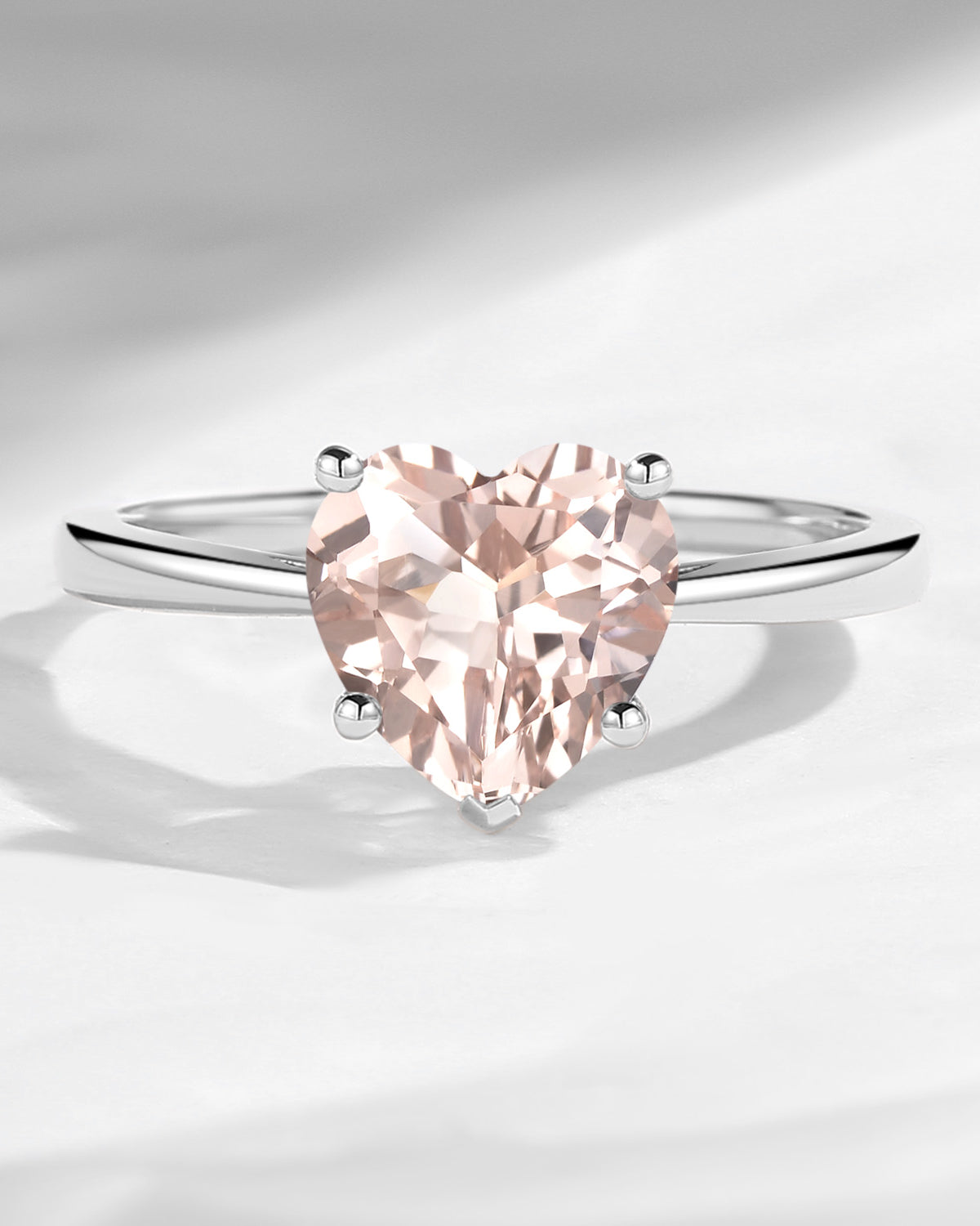 Classic Heart Shaped Solitaire Morganite Promise Ring