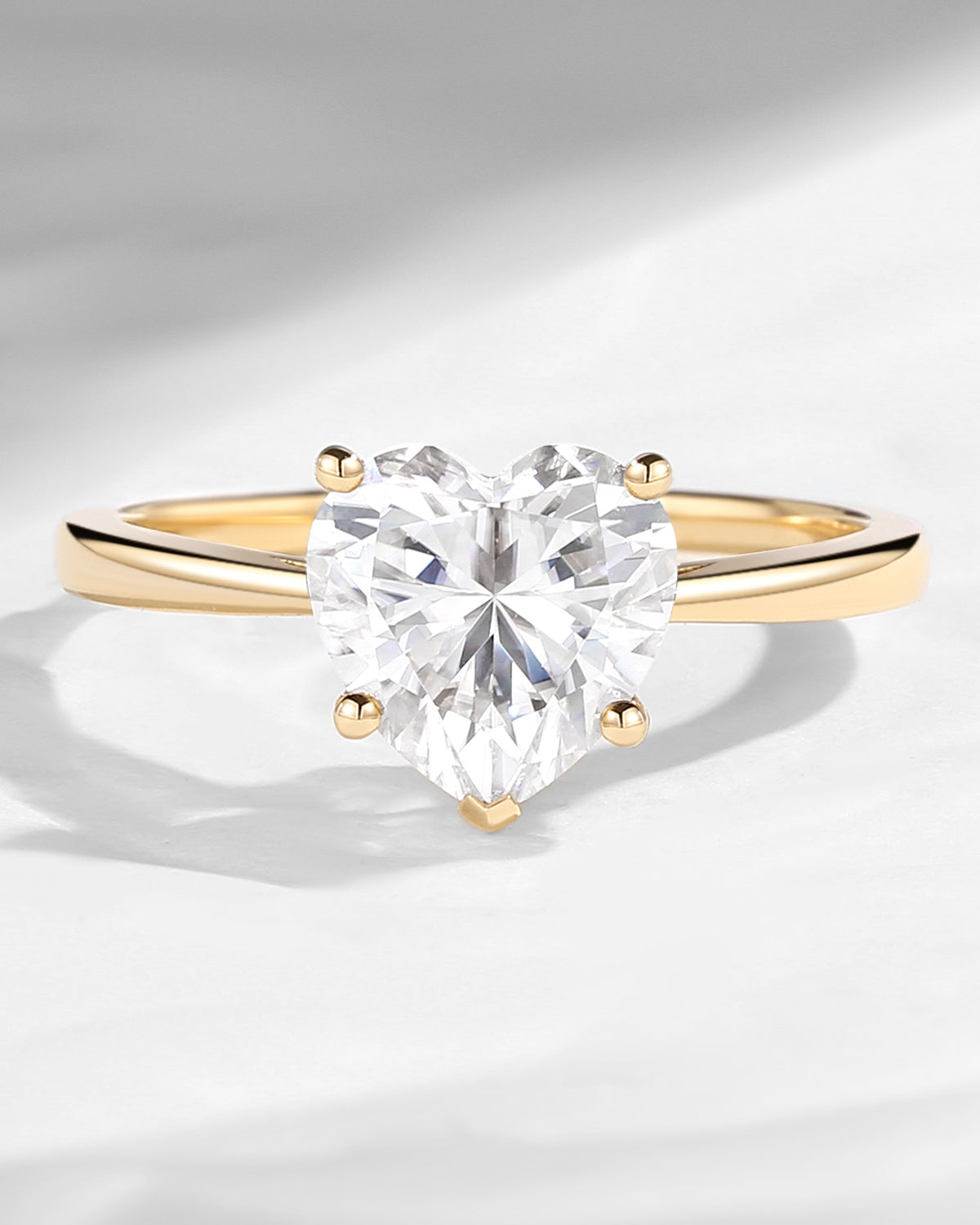 Classic Heart Shaped Solitaire Moissanite Promise Engagement Ring