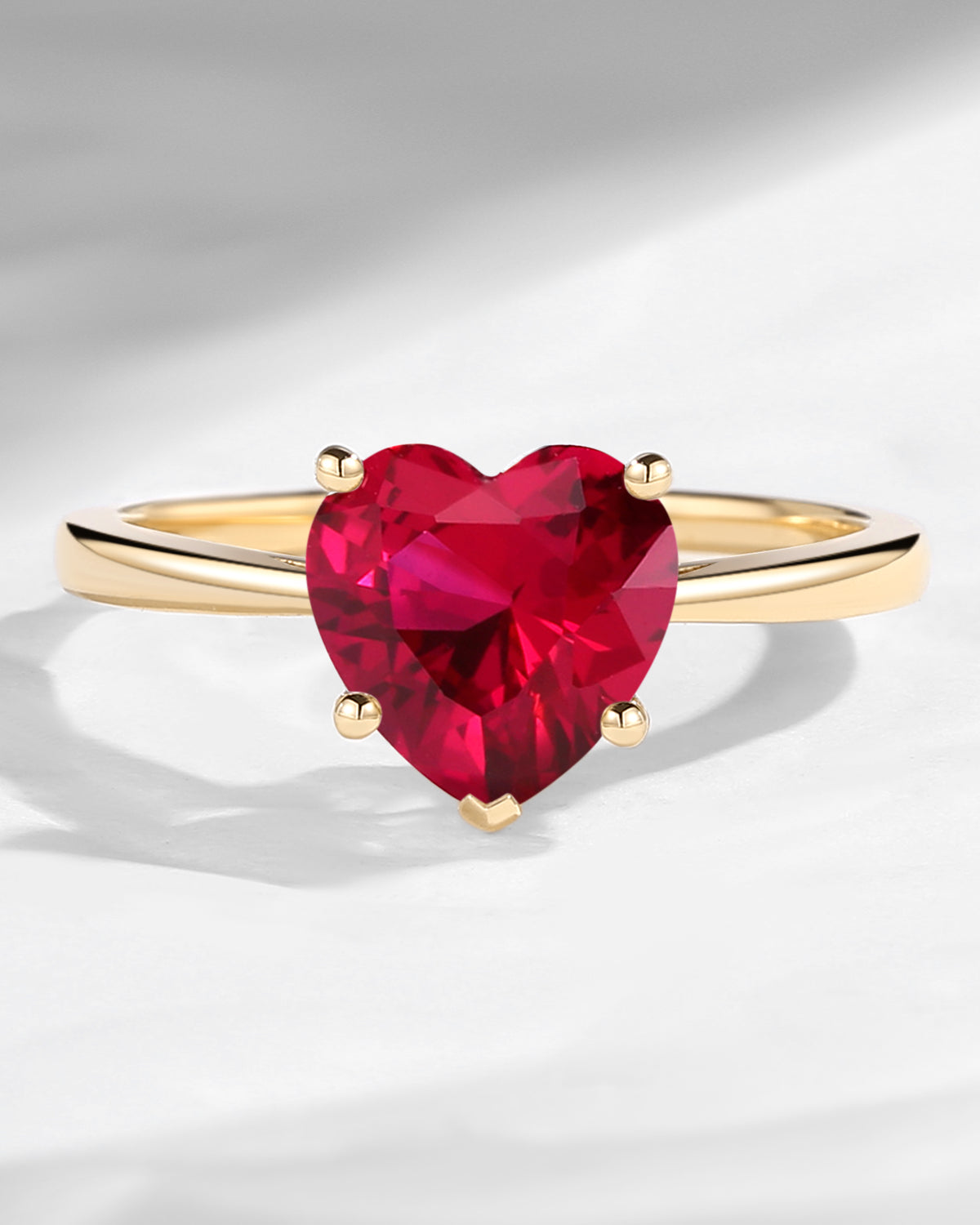 Classic Heart Shaped Solitaire Lab Ruby Promise Engagement Ring