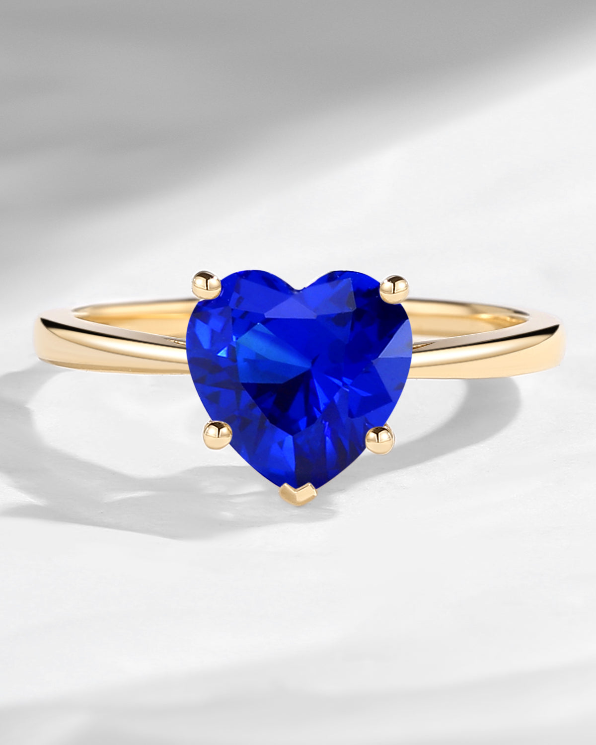 Classic Heart Shaped Solitaire Lab Sapphire Promise Ring