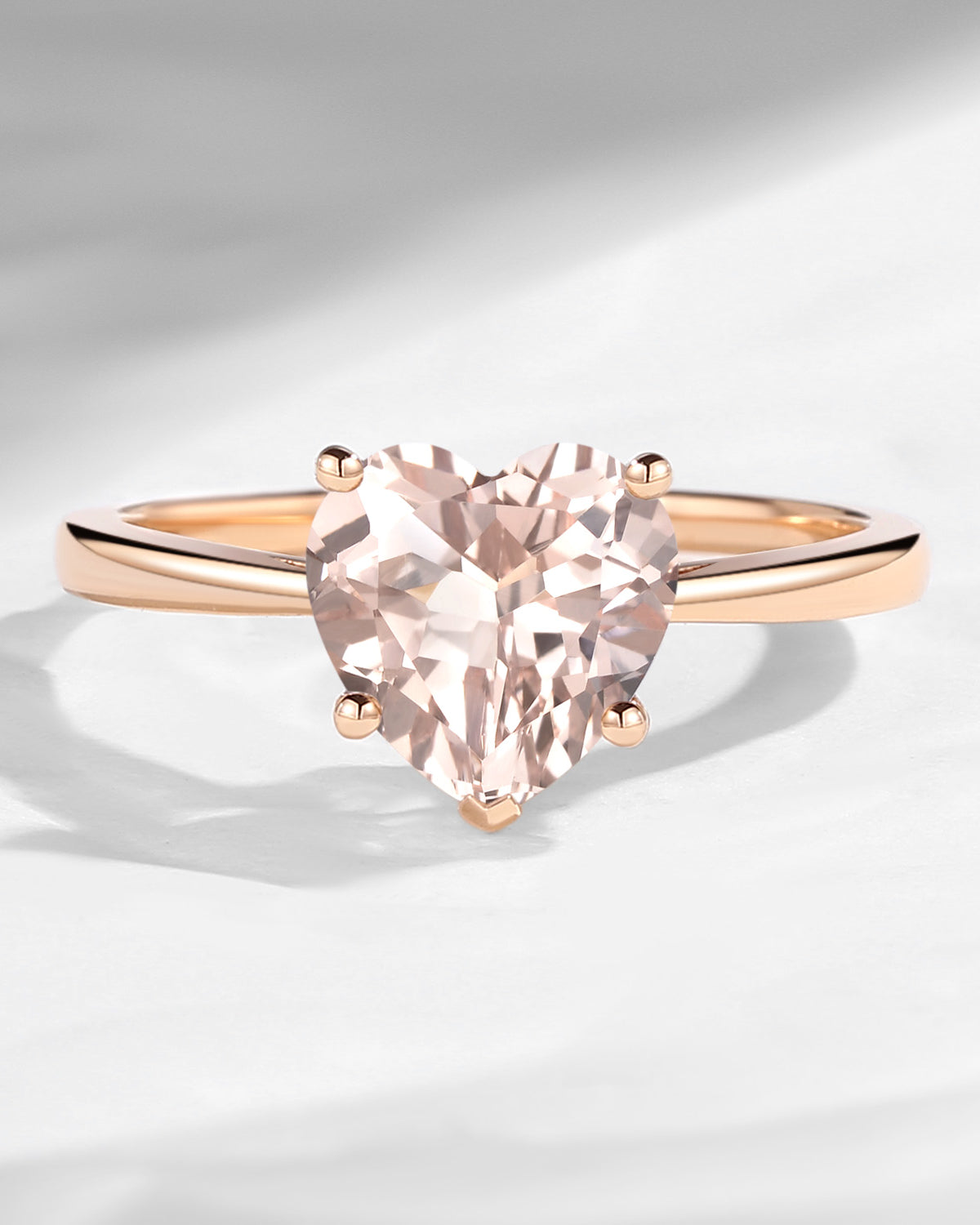 Classic Heart Shaped Solitaire Morganite Promise Ring