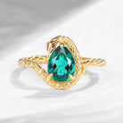 'Serpent's Embrace'- Unique Twist Pear Cut Lab Emerald Black Gold Engagement Ring