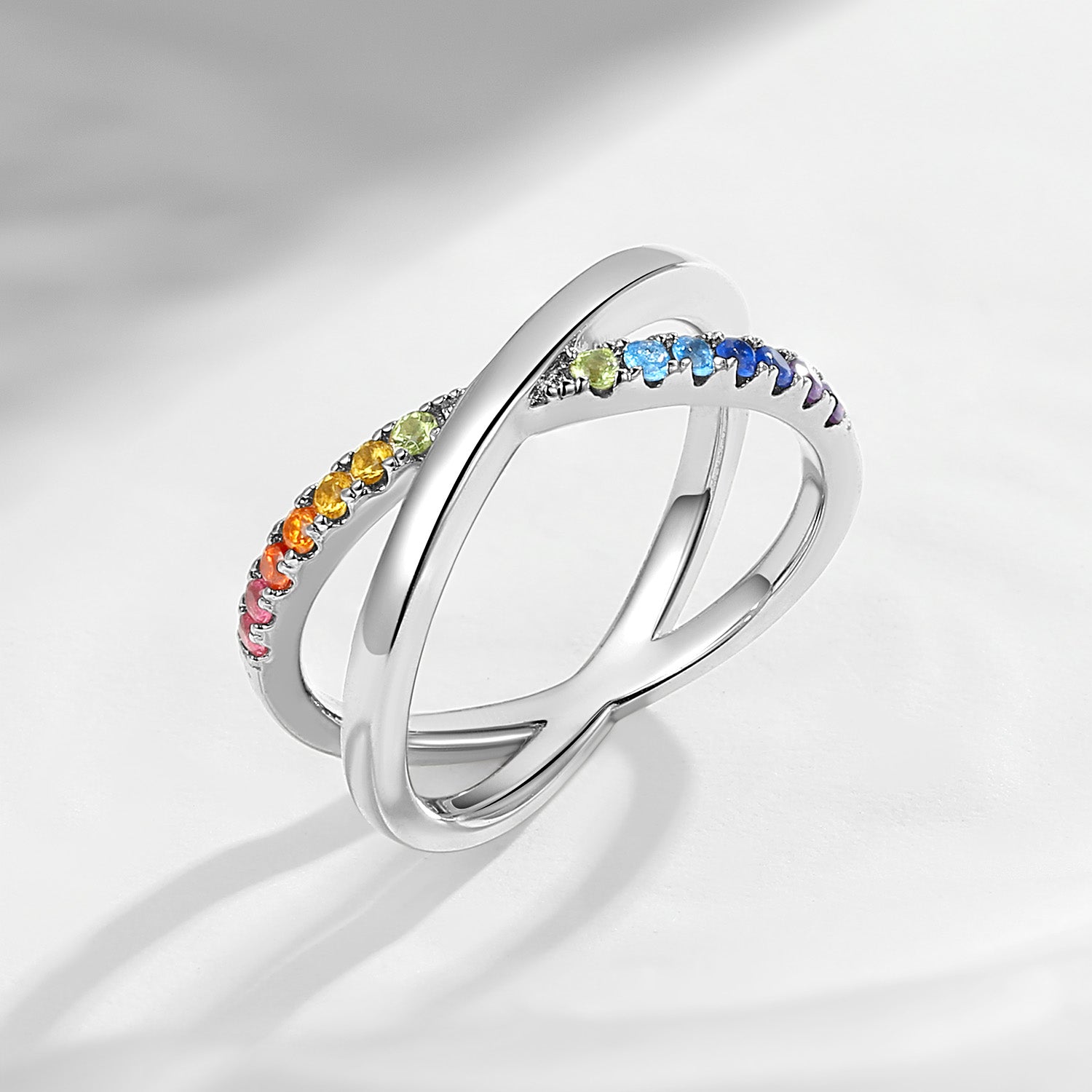 Natural Rainbow Sapphire Infinity Rainbow Stacking Ring