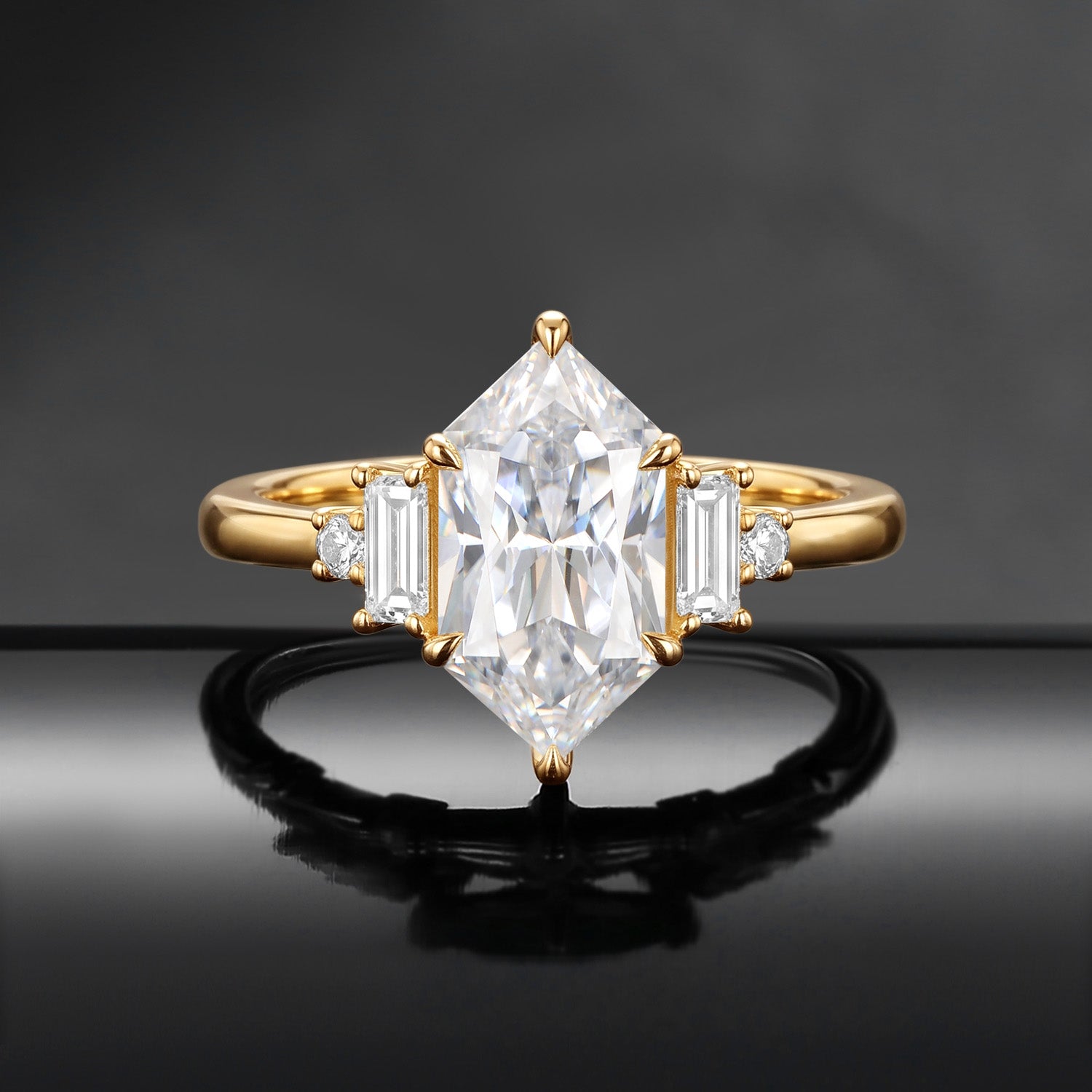 Classic Art-Deco Dutch Marquise Cut Moissanite Engagement Ring