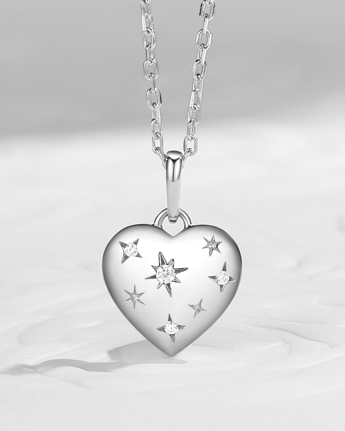 Starry Heart Shaped Pendant Heart Necklace