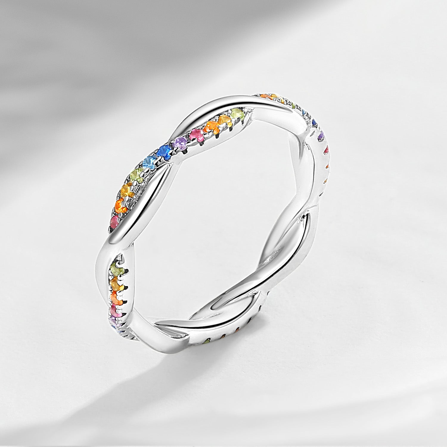 Full Eternity Natural Rainbow Sapphire Infinity Stacking Ring