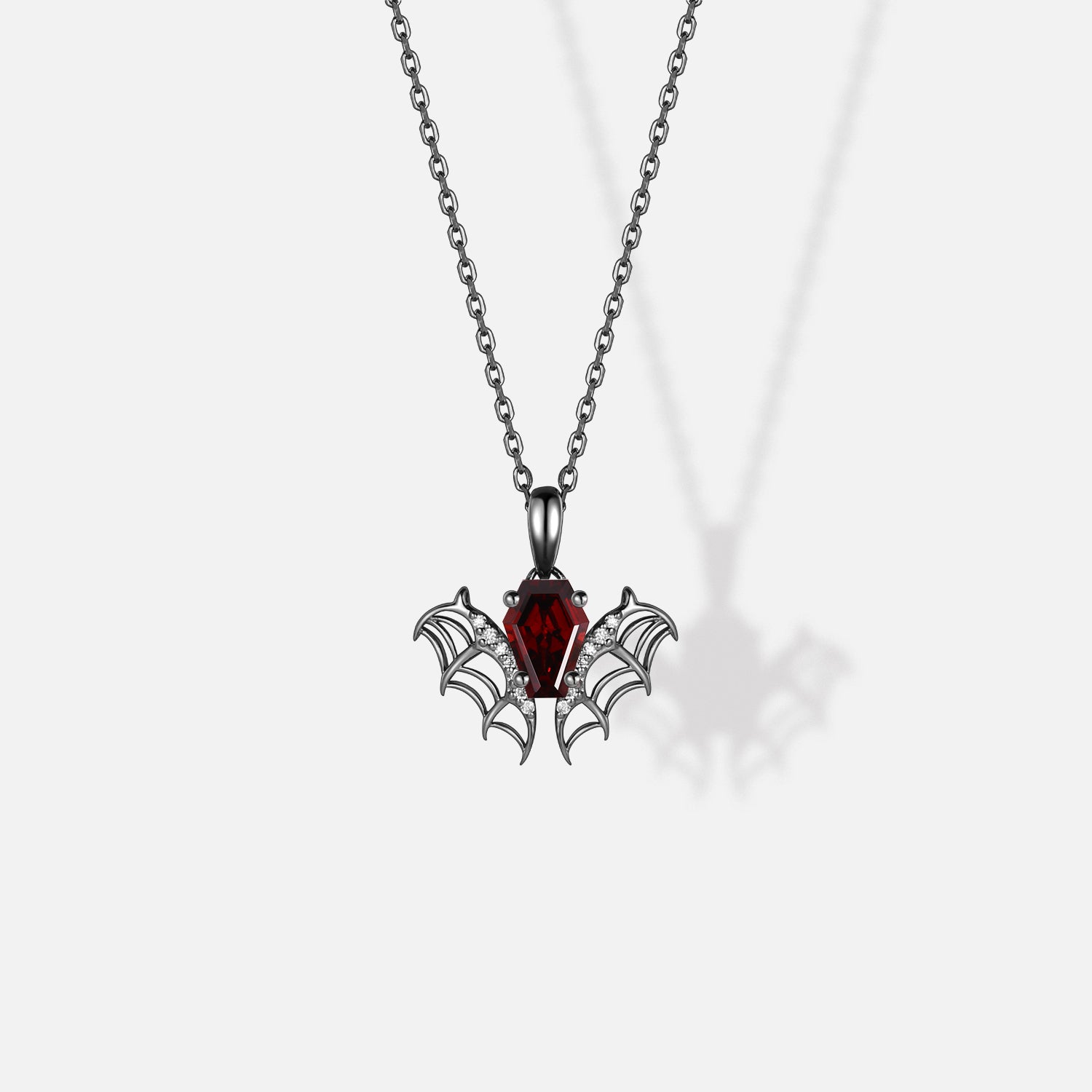 Unique Garnet Coffin Cut Gothic Style Necklace - Fly To Love