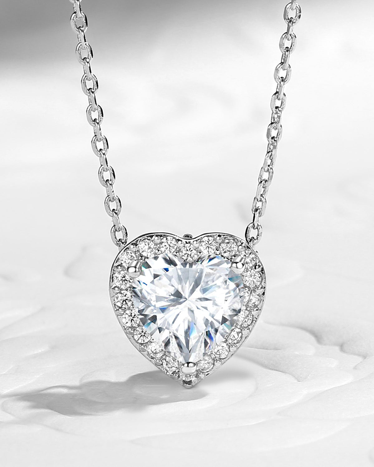 Halo Heart Shaped Moissanite Classic Necklace