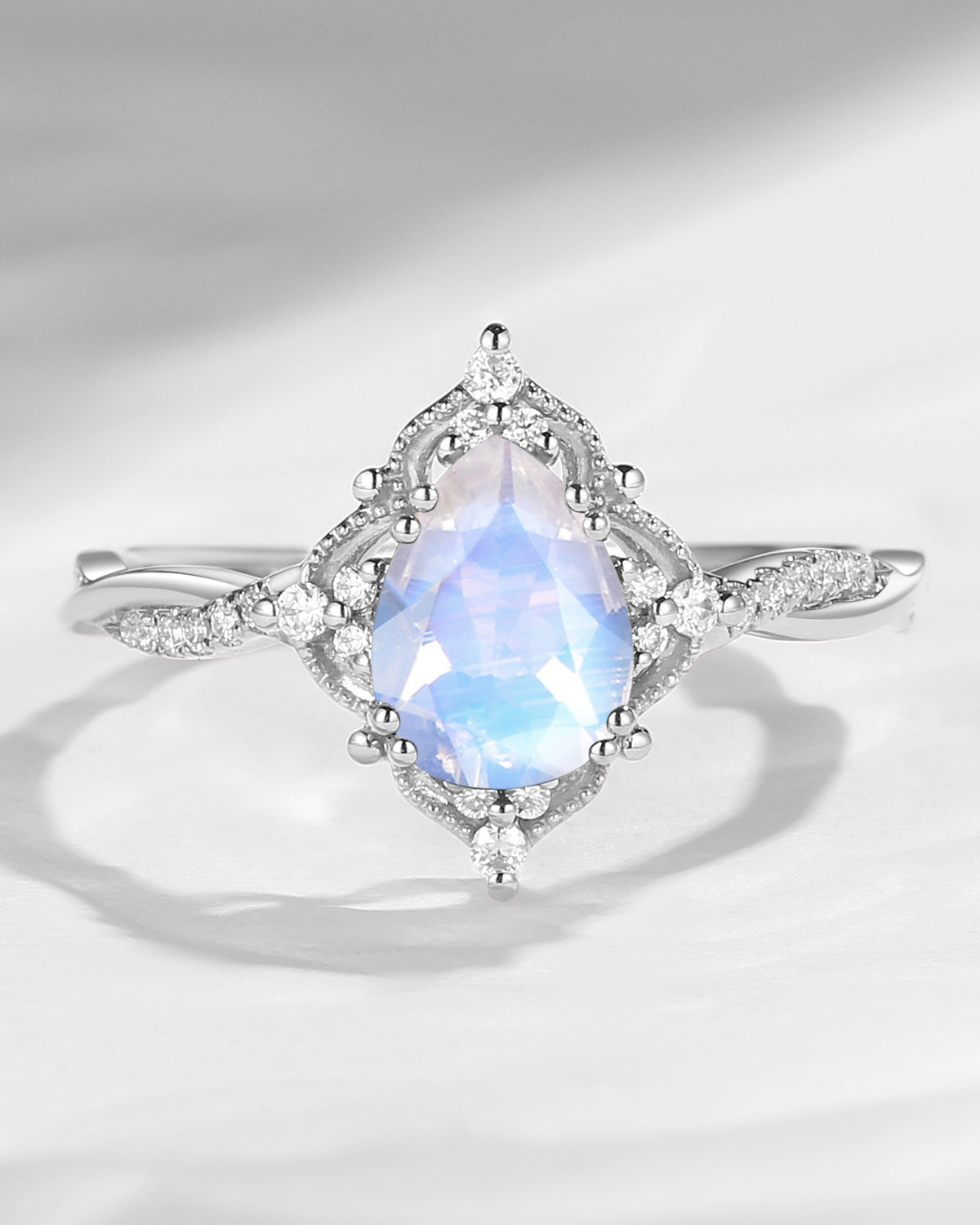 Vintage Style Moonstone Infinity Engagement Ring