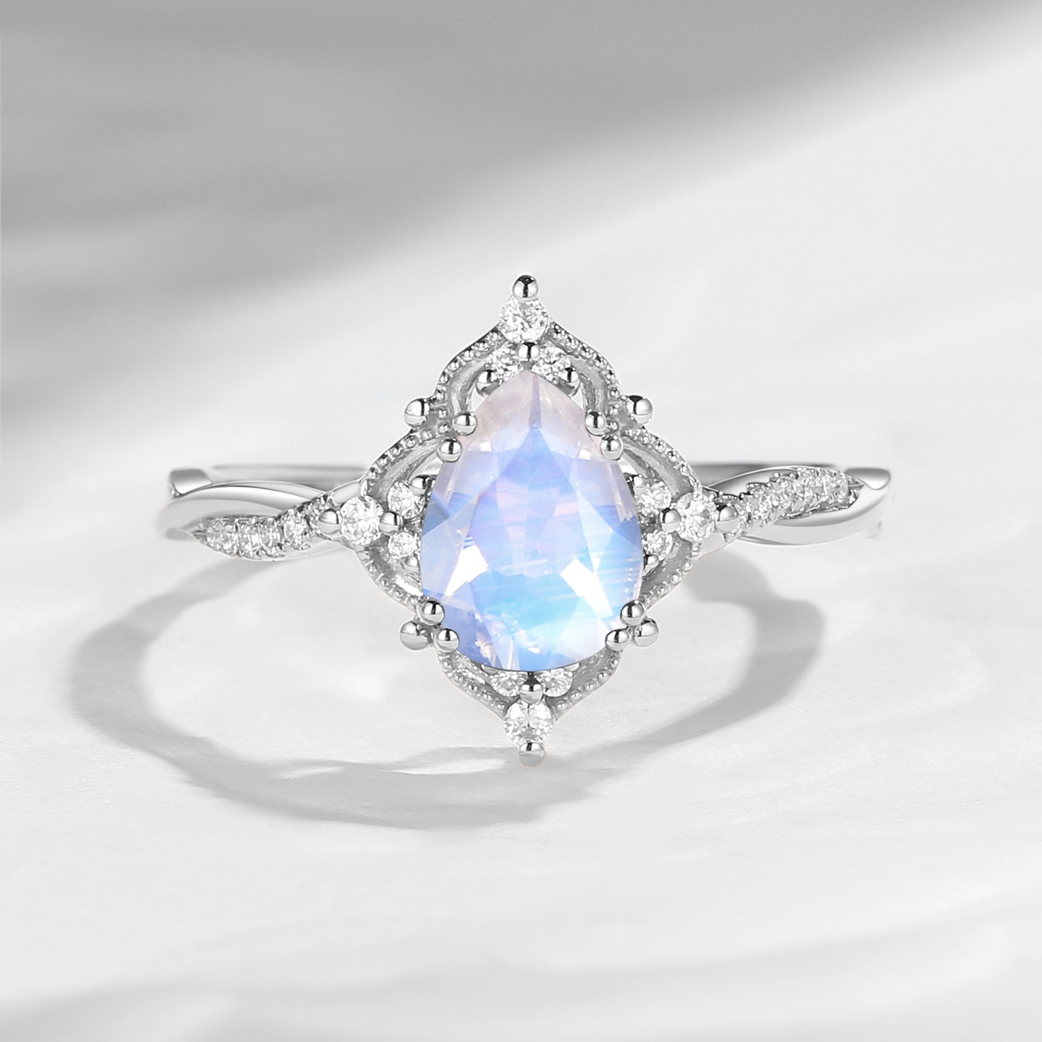 Vintage Style Moonstone Infinity Engagement Ring