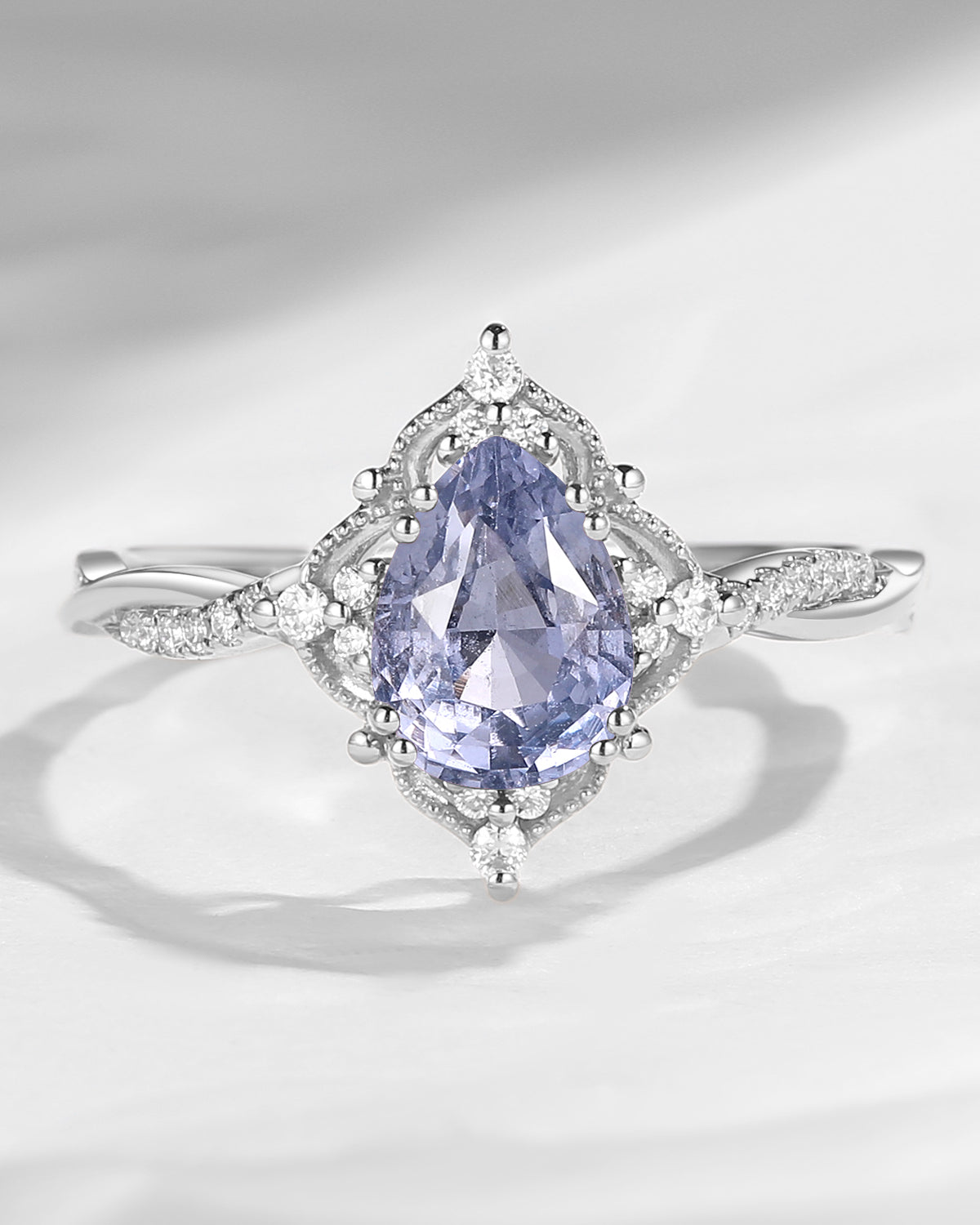 Vintage Style Pear Cut Natural Spinel Infinity Engagement Ring