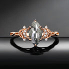 Celtic Moon - Marquise Salt & Pepper Diamond Infinity Twist Engagement Ring