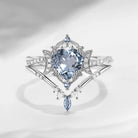 Crescent Moon | Heart Shaped Natural Spinel Infinity Engagement Ring Set 2pcs - Alexandria