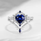 Crescent Moon | Heart Shaped Natural Sapphire Infinity Engagement Ring Set 2pcs - Alexandria