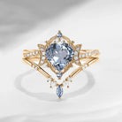 Crescent Moon | Heart Shaped Natural Spinel Infinity Engagement Ring Set 2pcs - Alexandria