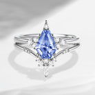 Unique Coffin Lab Cornflower Sapphire Engagement Star Ring Set 2pcs - Coffin Kite