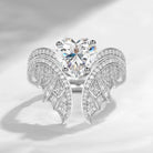 Heart Shaped Moissanite Vintage Bridal Set 2pcs - Bat Ring