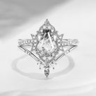 Crescent Moon | Vintage Inspired Infinity Coffin Herkimer Diamond Engagement Ring Set 2PCS - Alexandria