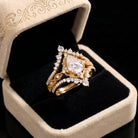 'Elara' - Vintage Pear Cut Moissanite Engagement Ring Set with Milgrain Detailing