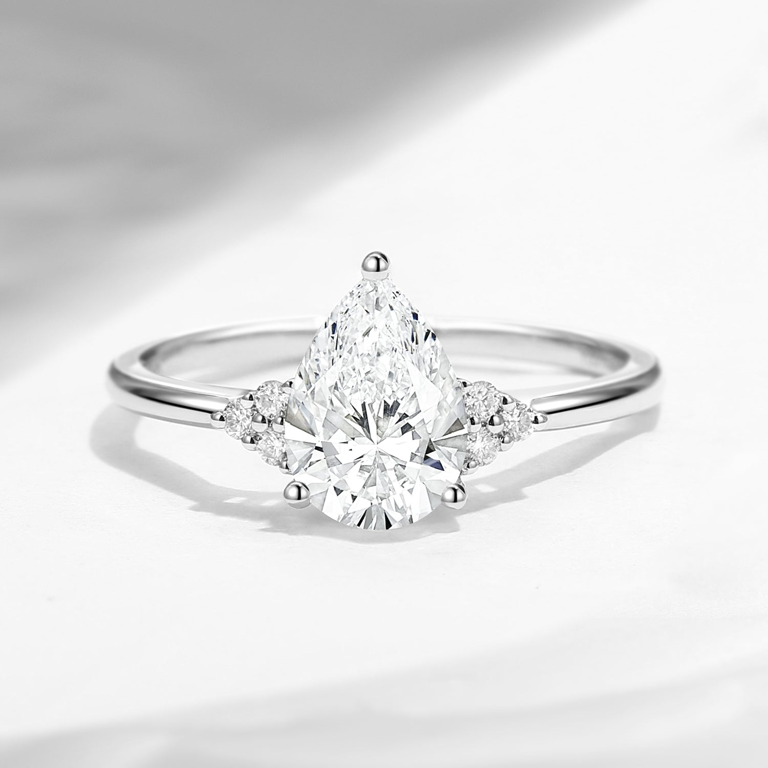 Pear Cut Classic Cluster Lab Diamond Engagement Ring